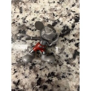 Disney Mickey Mouse Silver Metallic PVC Figure Red Shorts Cake Topper 3 inch